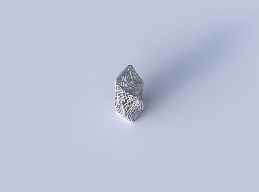 Vase twisted bent rectangle with twisted lattice tiles 3D print model_2