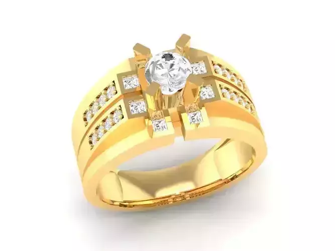 Luxury Three Row Diamond Ring for Men 131