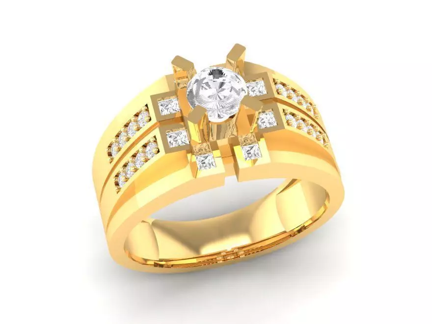 Luxury Three Row Diamond Ring for Men 131 3D print model