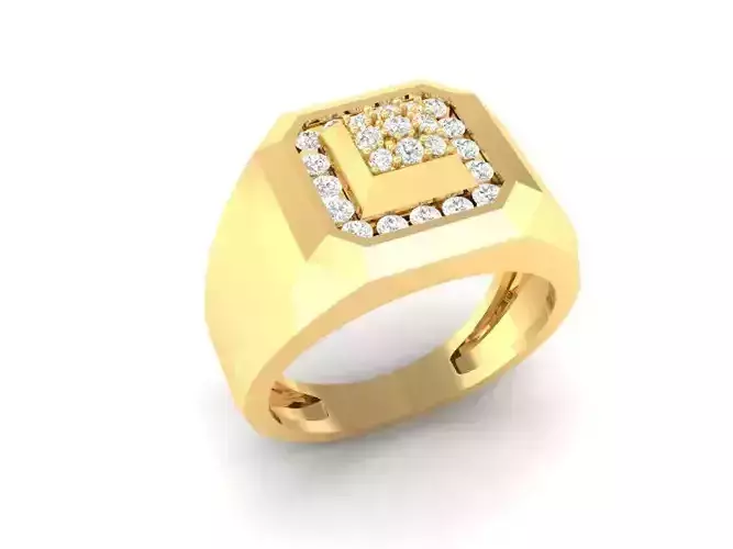Luxury Square Diamond Men Ring 3D Model  132