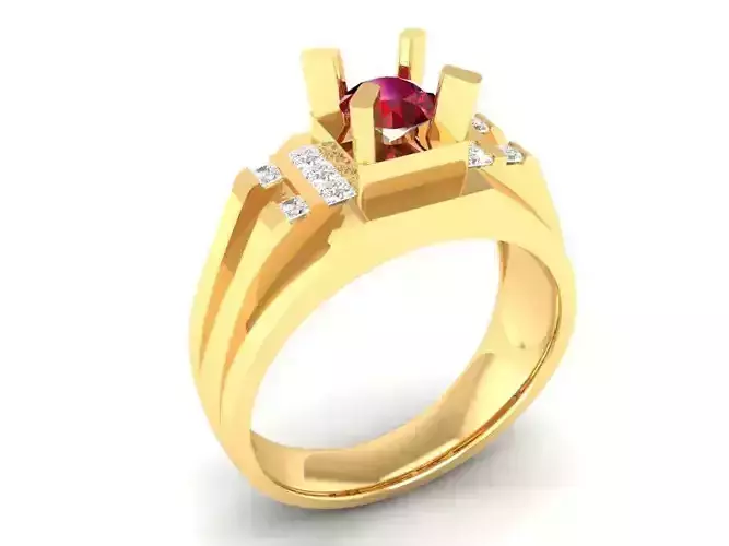 Modern Ruby Gemstone Ring with Diamond Accents 136