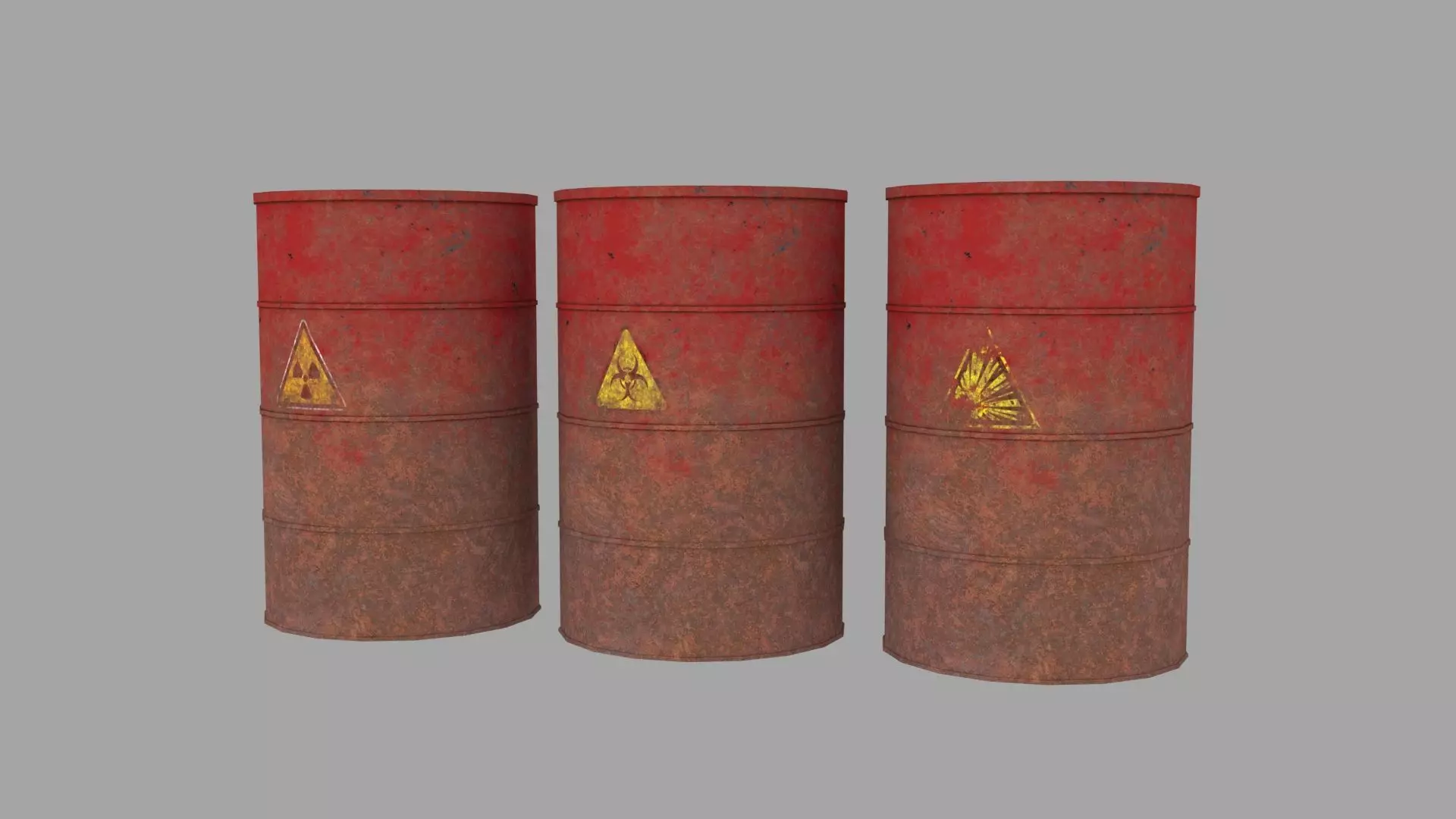 Old Rusty Metal Barrel Low-poly 3D model_0