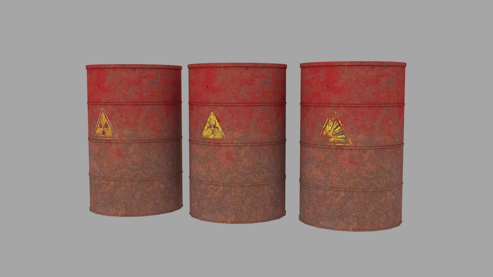 Old Rusty Metal Barrel Low-poly 3D model_5