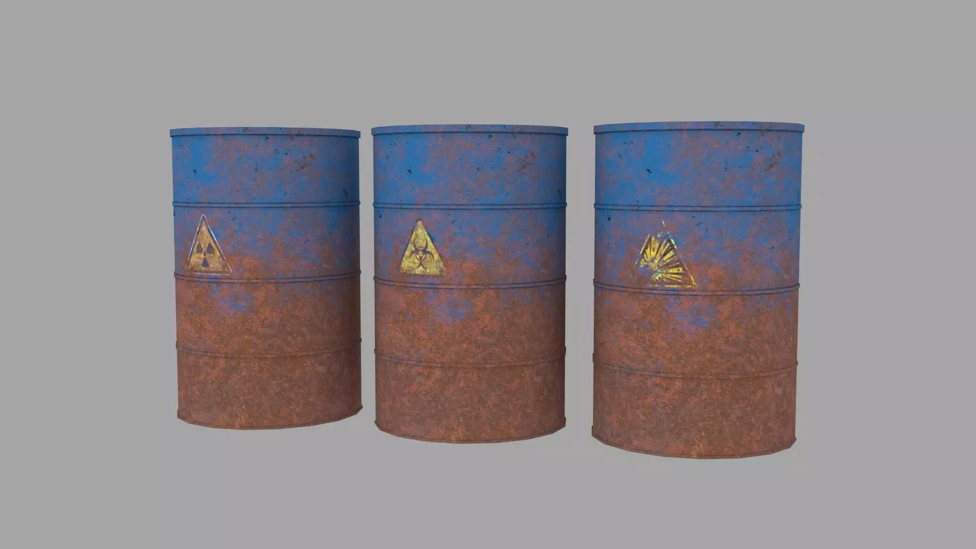 Old Rusty Metal Barrel Low-poly 3D model_0