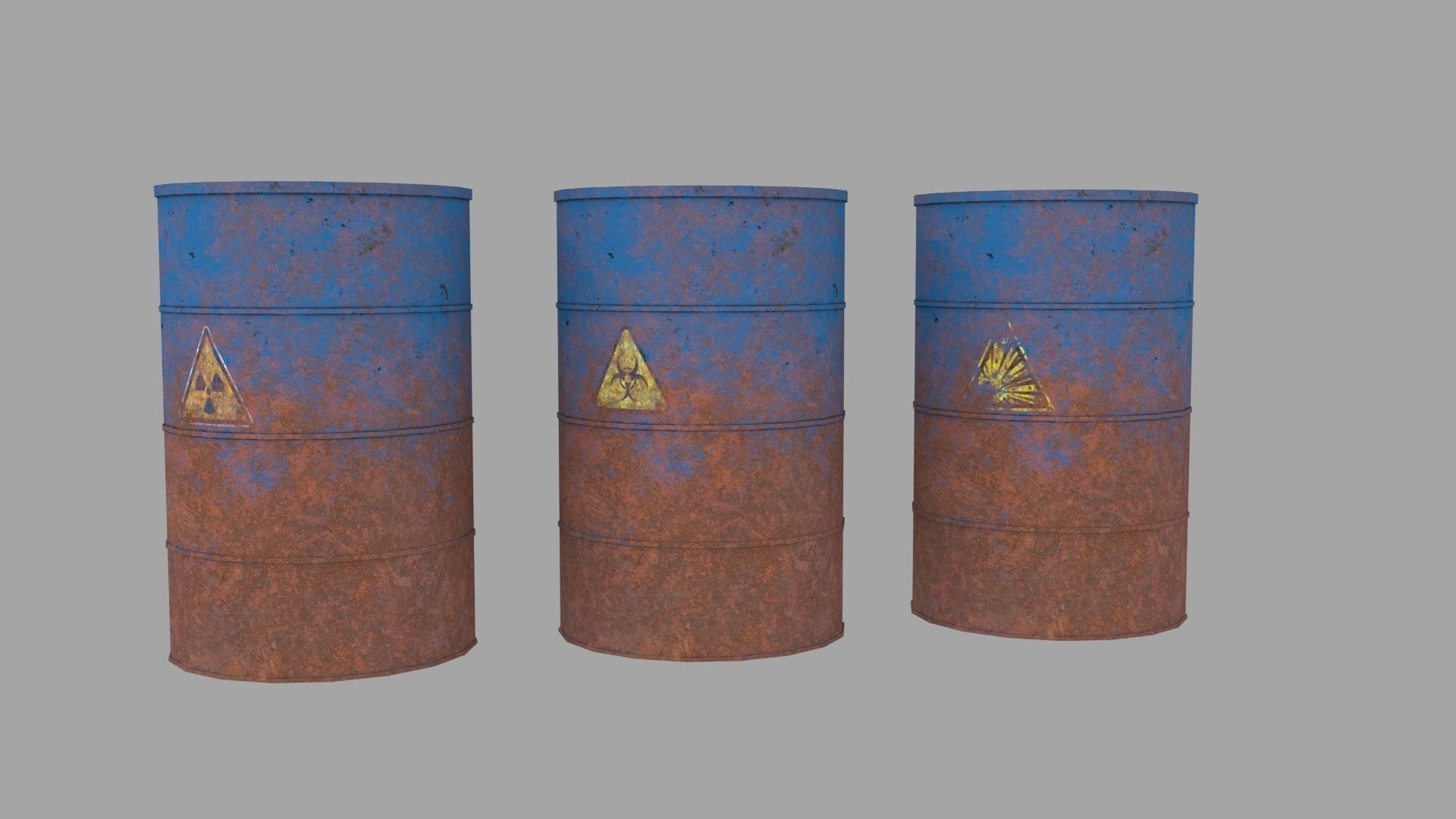 Old Rusty Metal Barrel Low-poly 3D model_6