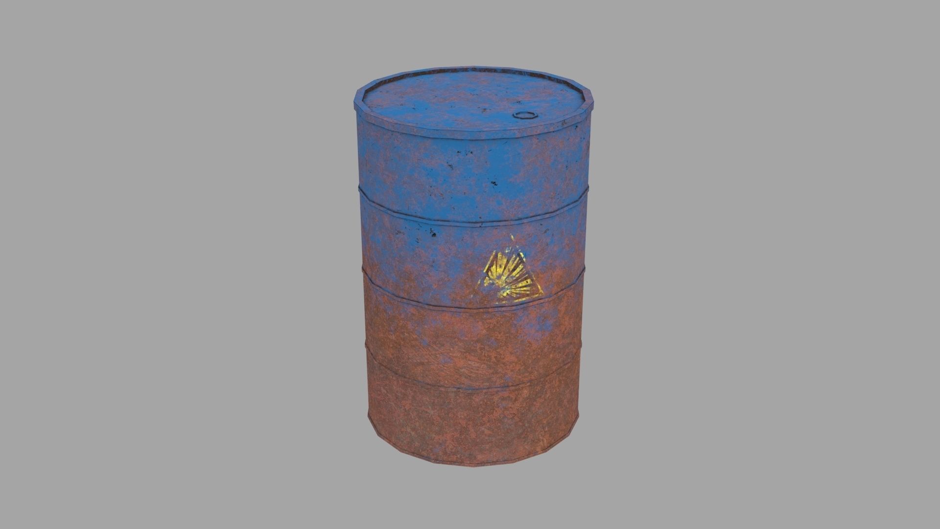 Old Rusty Metal Barrel Low-poly 3D model_4