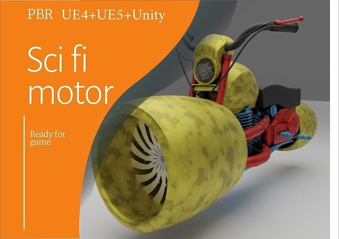 scifi motorcycle with engine Low-poly 3D model