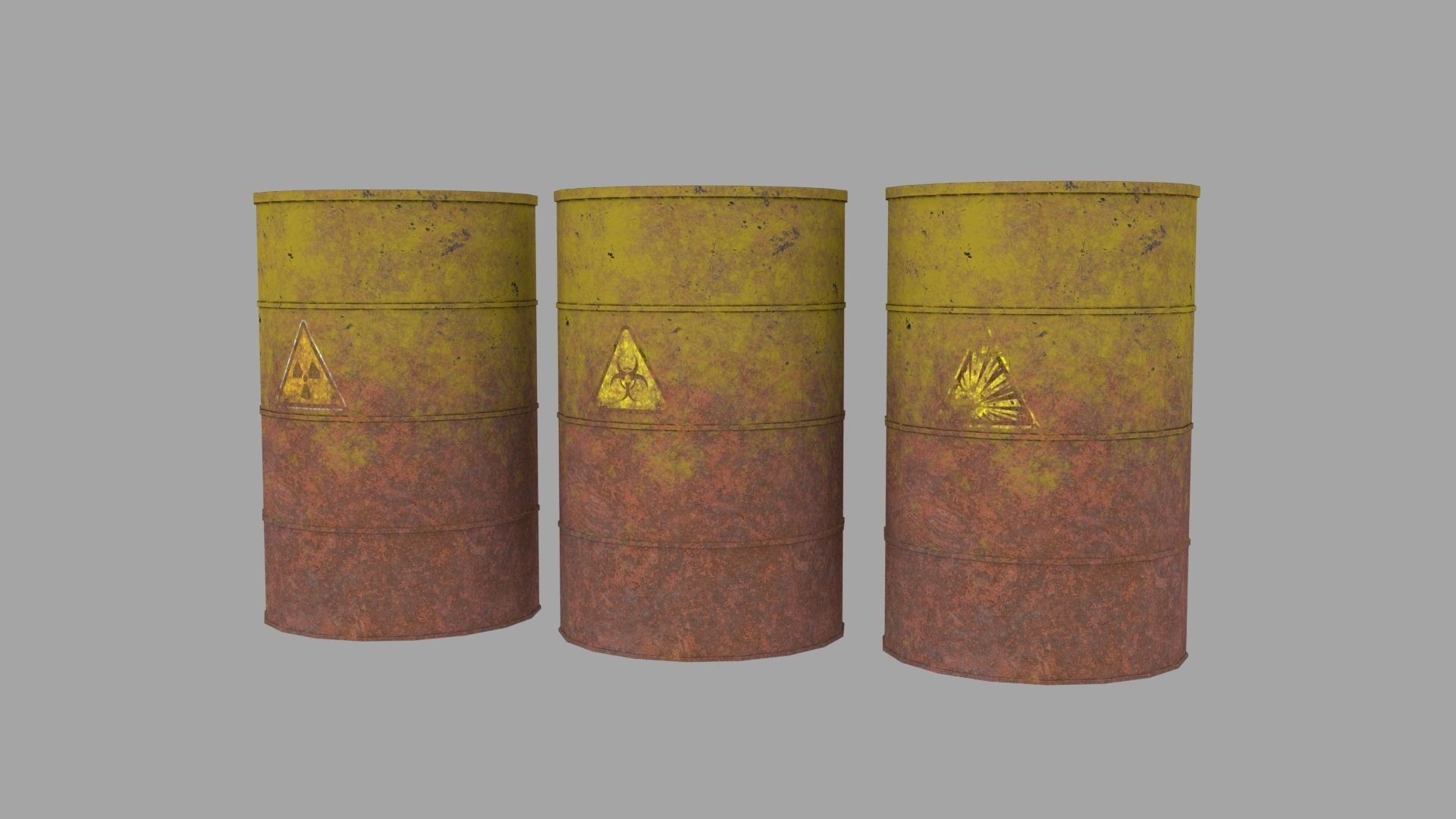 Old Rusty Metal Barrel Low-poly 3D model_5