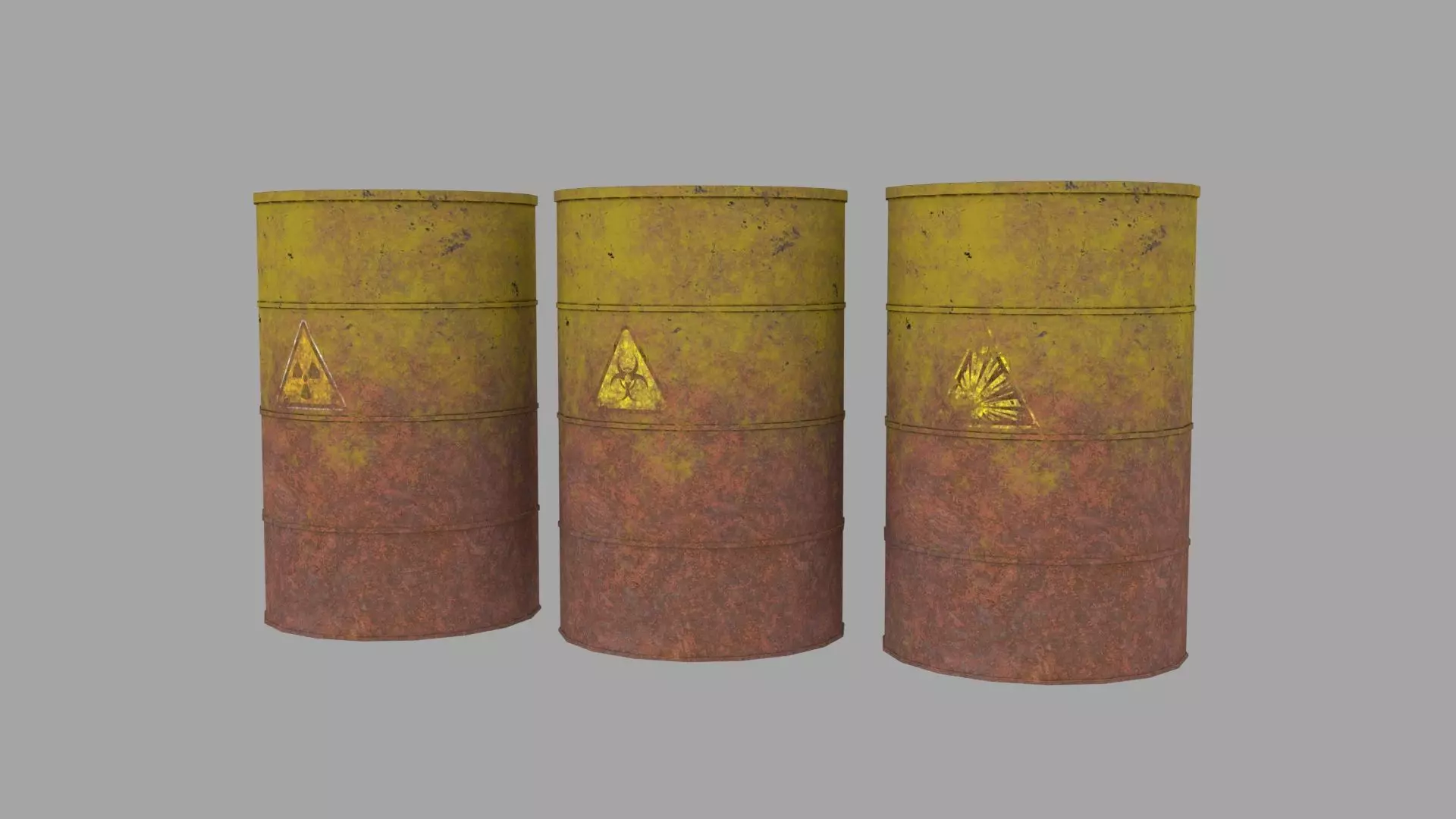 Old Rusty Metal Barrel Low-poly 3D model_0