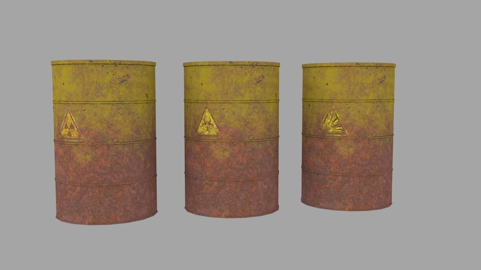 Old Rusty Metal Barrel Low-poly 3D model_6