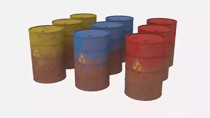 Old Rusty Metal Barrels 3D Model Collection