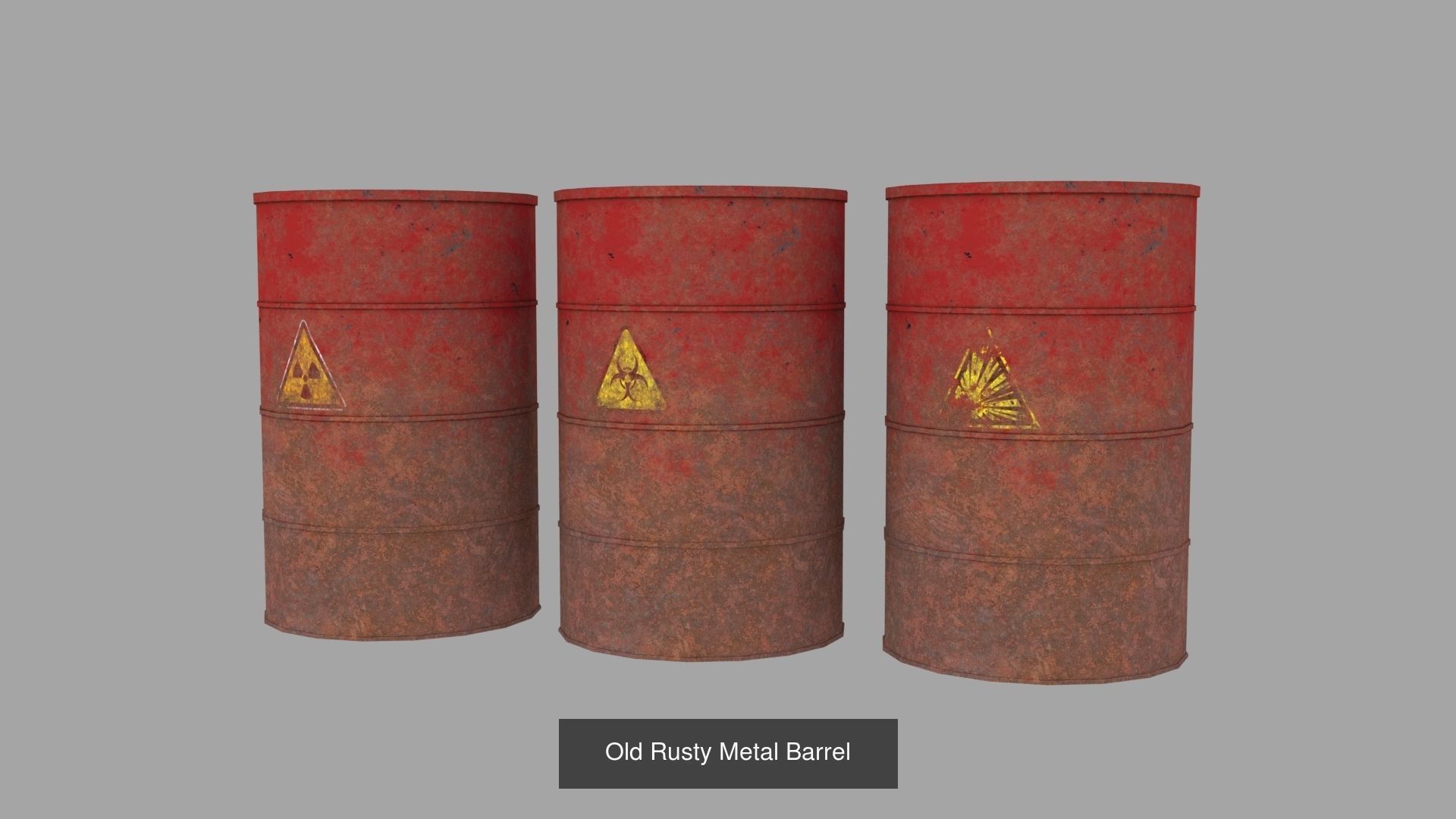Old Rusty Metal Barrels 3D Model Collection_5