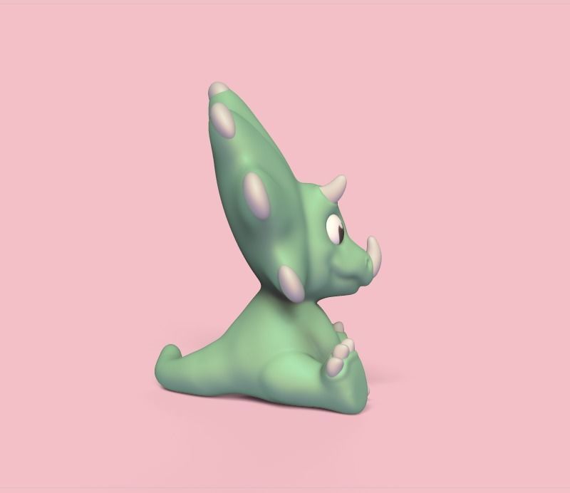 Cute Triceratops 3D print model_2