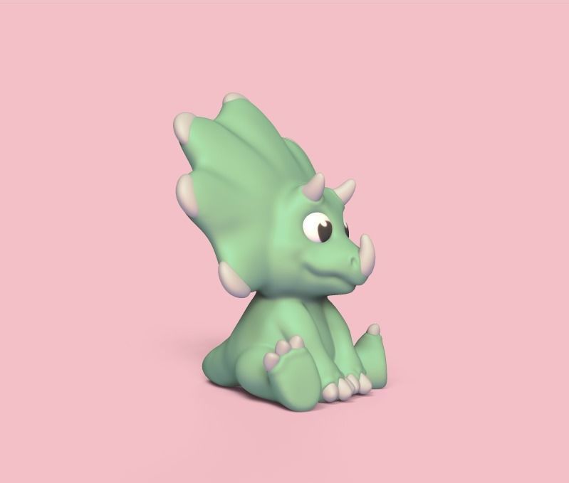 Cute Triceratops 3D print model_1