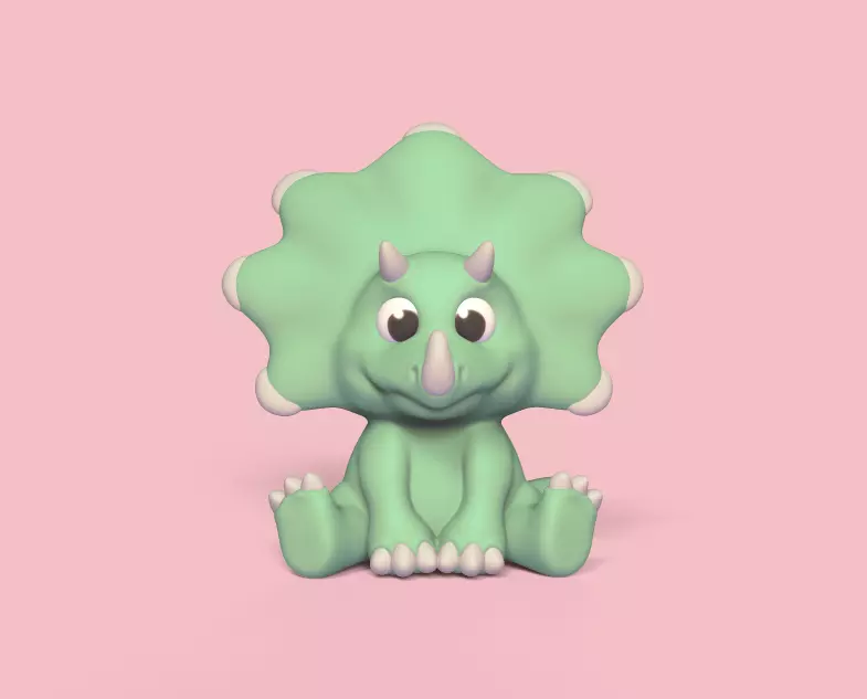 Cute Triceratops 3D print model_0