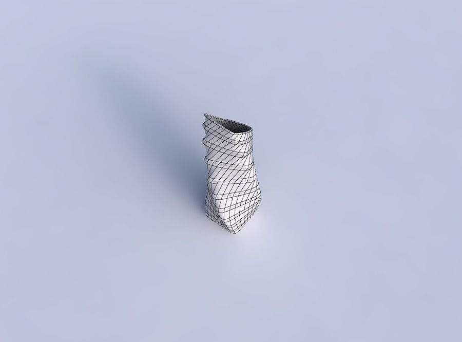 Vase twisted bent rectangle with sections and twisted lines 3D print model_6