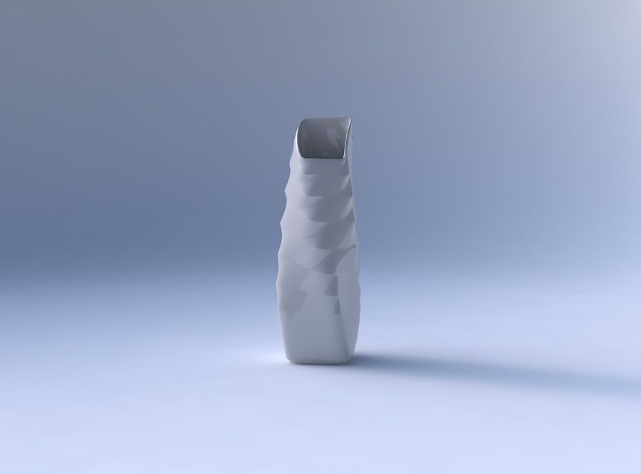 Vase twisted bent rectangle with sections and twisted lines 3D print model_4