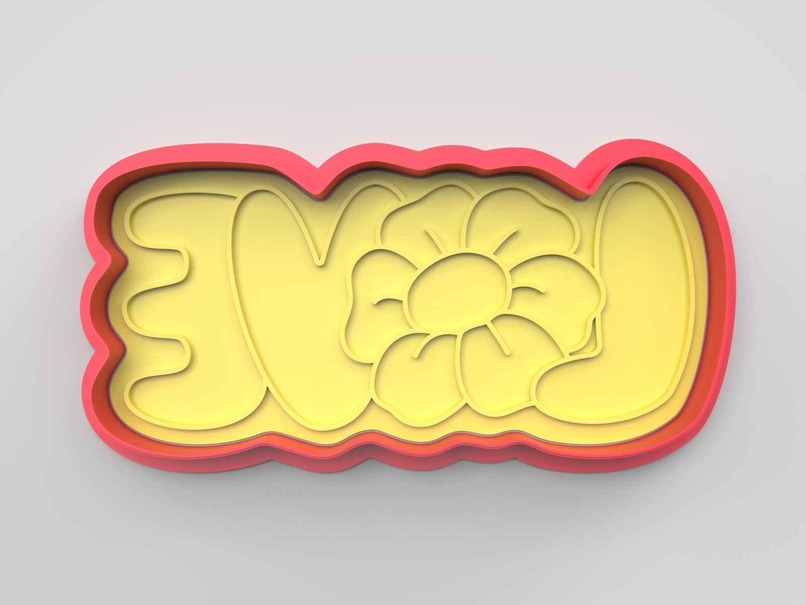 Cookie cutter and stamp - Love 3D print model_3