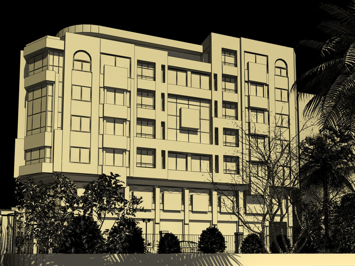 Residential Building with all street environment  3D model_5