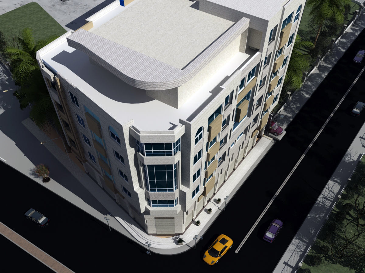 Residential Building with all street environment  3D model_2