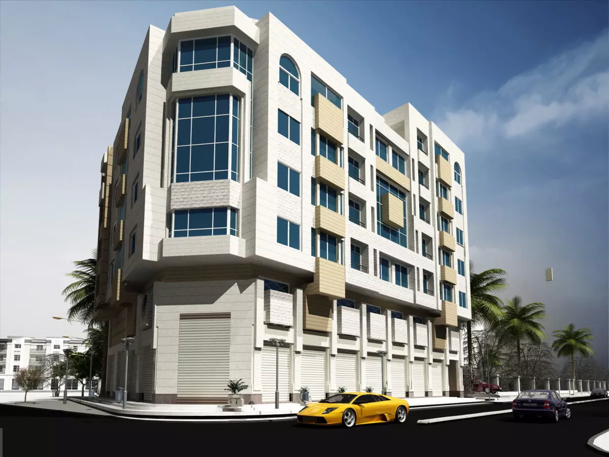 Residential Building with all street environment  3D model_0