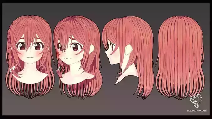 Sumi Sakurasawa hairstyle 3D model