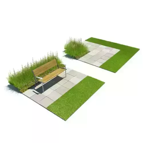 Park Bench On Sidewalk