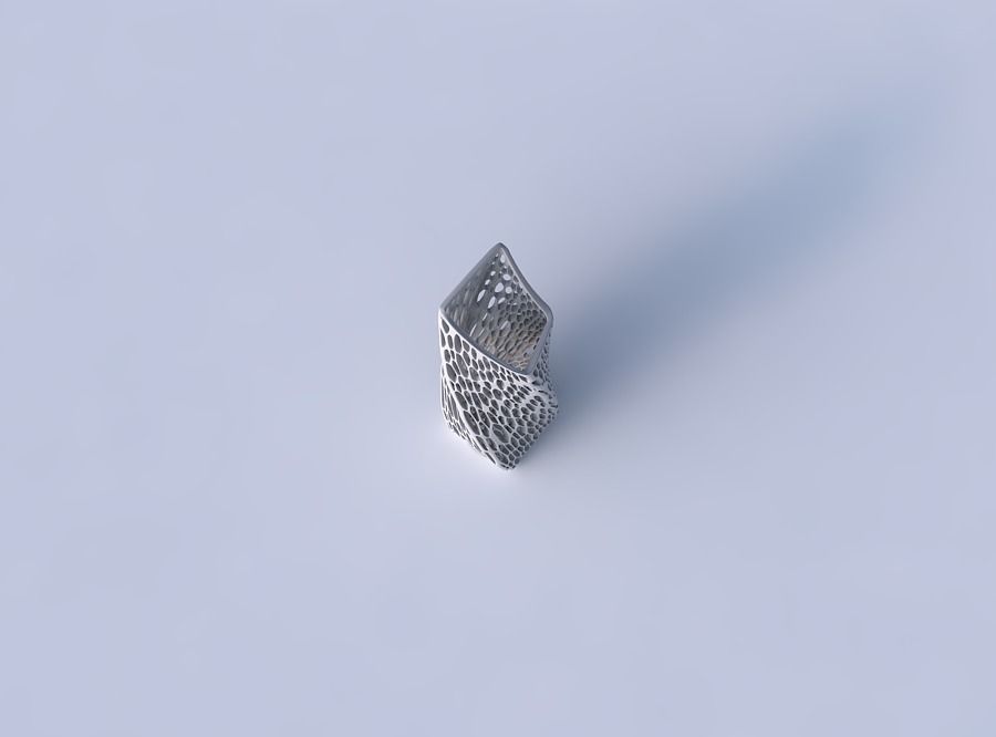 Vase twisted bent rectangle with organic lattice and twisted ... 3D print model_2