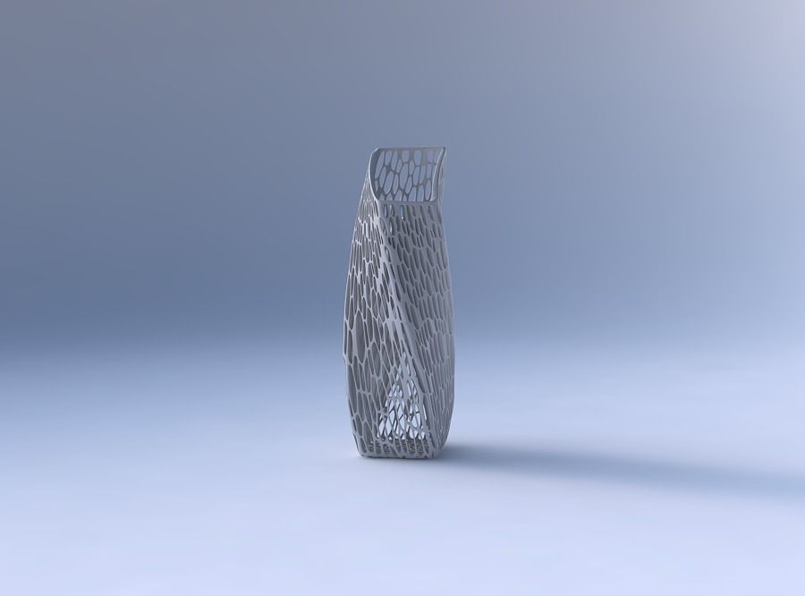 Vase twisted bent rectangle with organic lattice and twisted ... 3D print model_4
