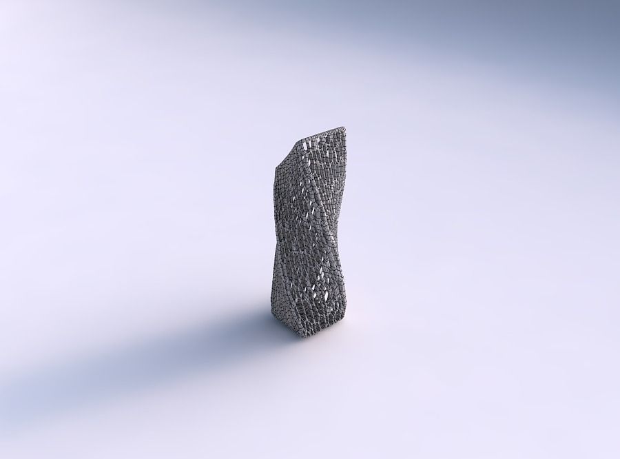 Vase twisted bent rectangle with organic lattice and twisted ... 3D print model_5