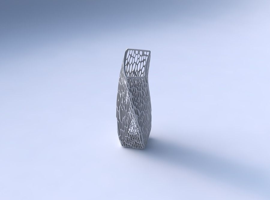 Vase twisted bent rectangle with organic lattice and twisted ... 3D print model_3