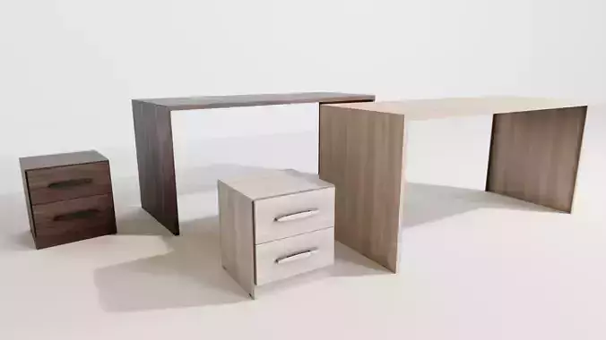 Desk and Bedside Table Wood Walnut and White Archiz Prop 
