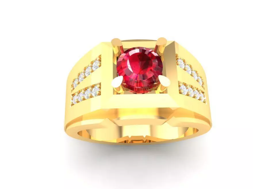 Luxury Ruby Diamond Men Ring 3D Model 141 3D print model_0