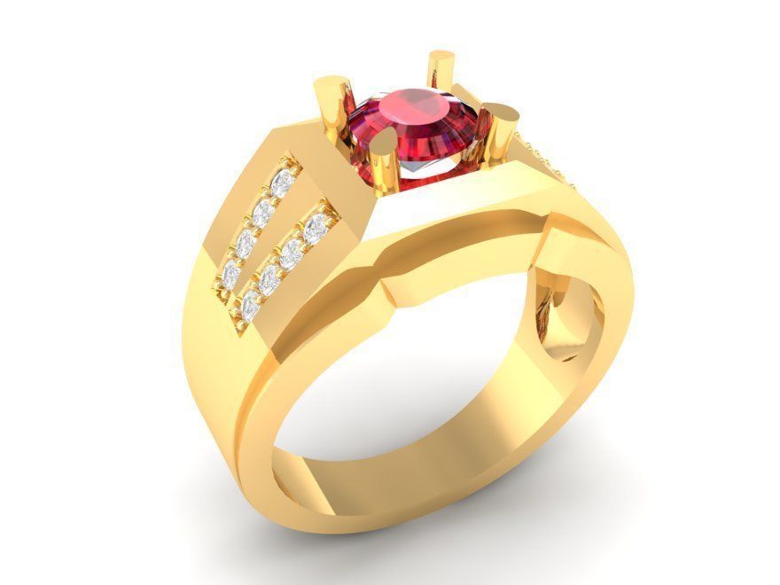 Luxury Ruby Diamond Men Ring 3D Model 141 3D print model_1