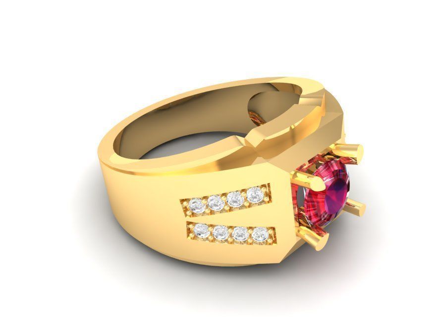 Luxury Ruby Diamond Men Ring 3D Model 141 3D print model_7