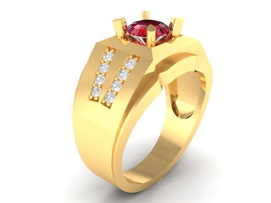 Luxury Ruby Diamond Men Ring 3D Model 141 3D print model_2