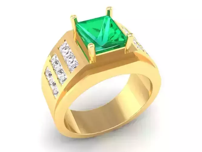 Emerald Cut Center Stone Men Ring 143