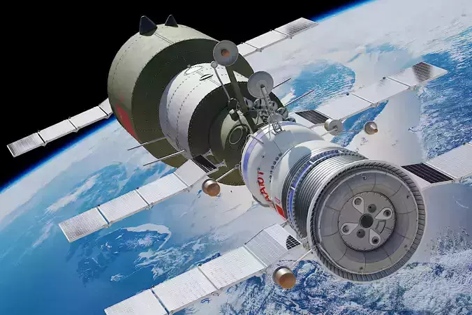 salyut space station 3D model