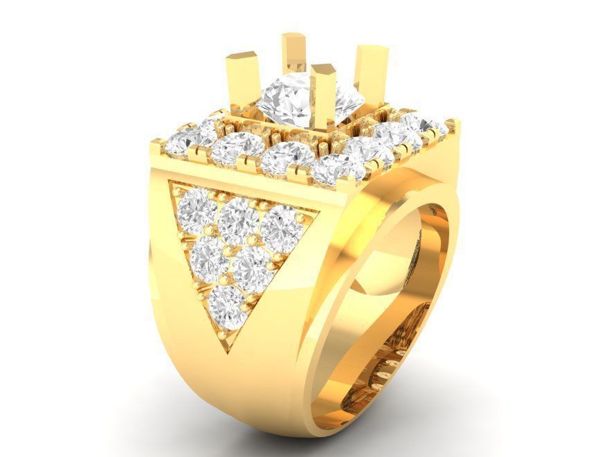 Bold Diamond Cluster Men Ring Luxury Jewelry 148 3D print model_1