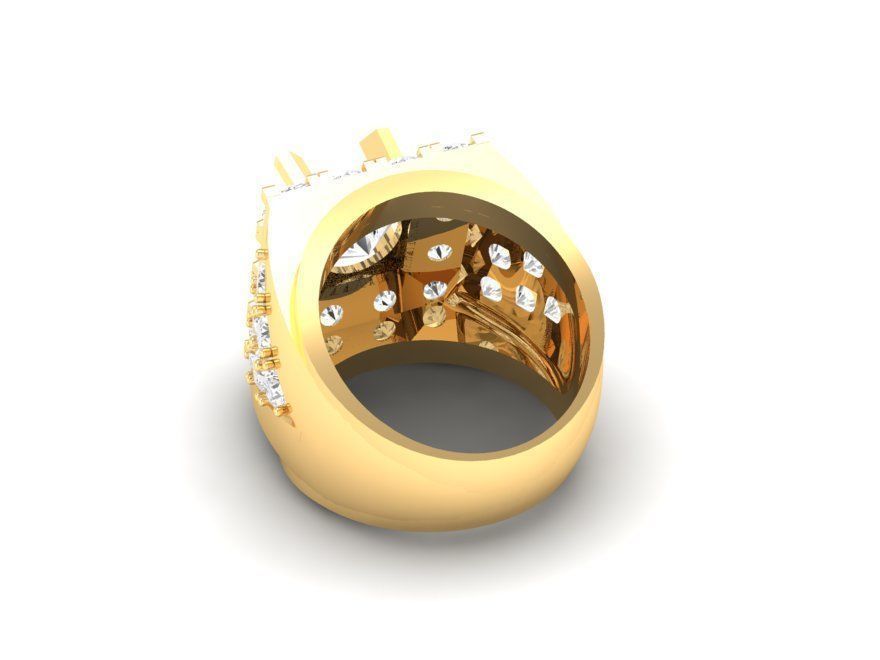 Bold Diamond Cluster Men Ring Luxury Jewelry 148 3D print model_8
