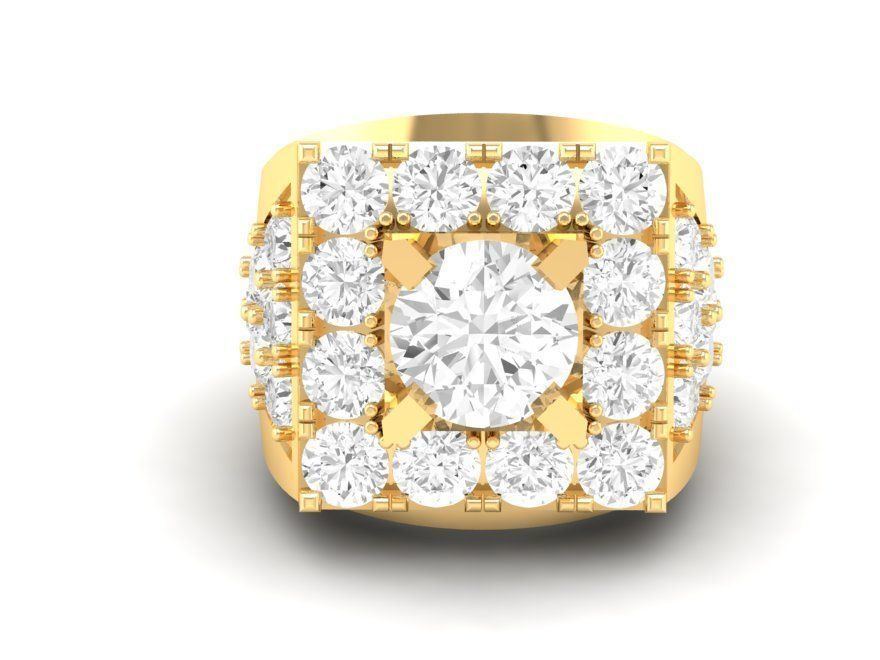 Bold Diamond Cluster Men Ring Luxury Jewelry 148 3D print model_2