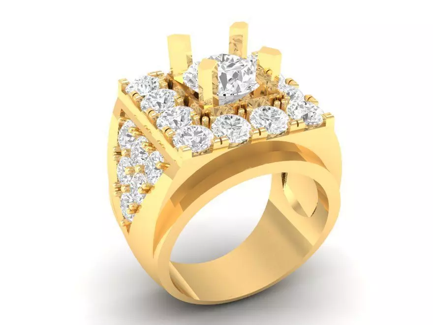 Bold Diamond Cluster Men Ring Luxury Jewelry 148 3D print model_0