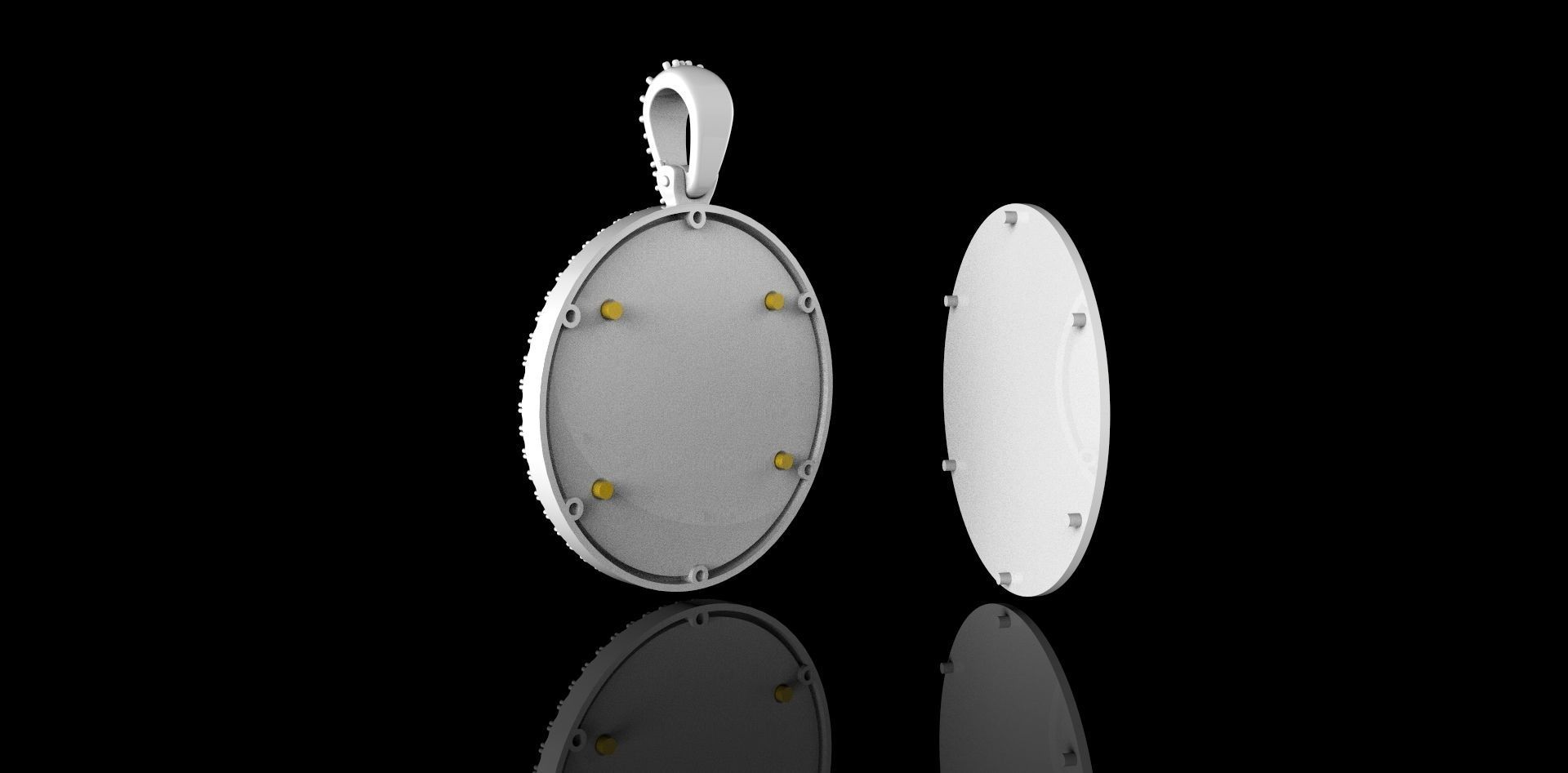 White Gold Diamond Pirate SKULL PENDANT 3D print model_6