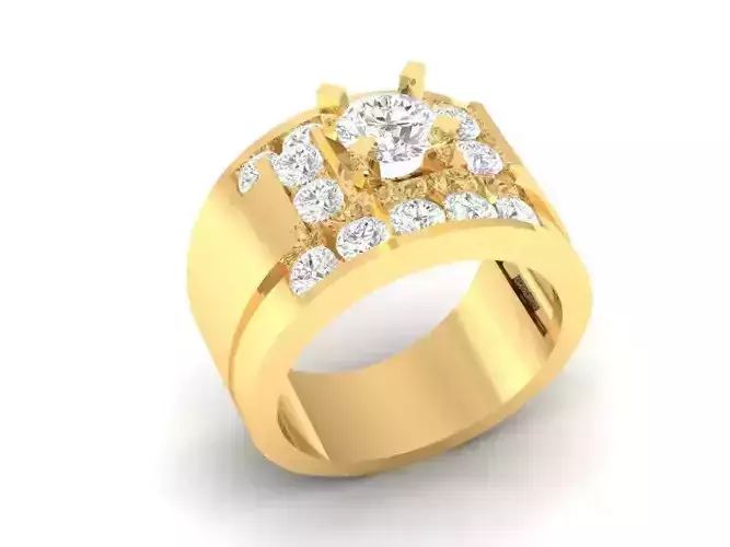 Luxury Gold Men Ring with Multiple Diamonds 150