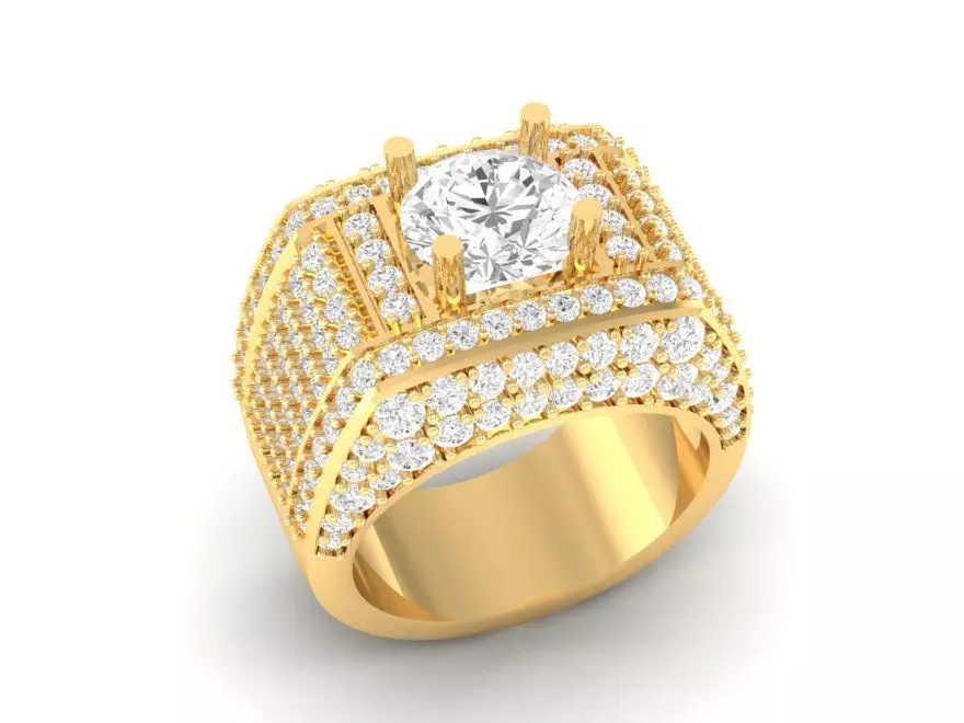 Luxury Wide Diamond Pave Ring for Men 151 3D print model