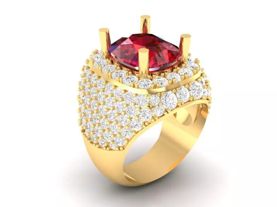 Luxury Ruby Sapphire Diamond Ring for Men 153 3D print model_0