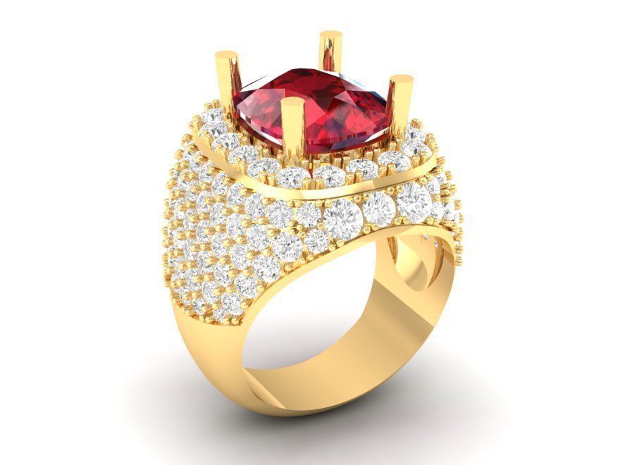 Luxury Ruby Sapphire Diamond Ring for Men 153 3D print model_1
