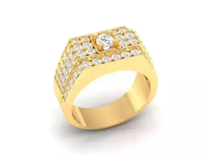 Luxury Square Diamond Men Ring Bold Gold Jewelry  154