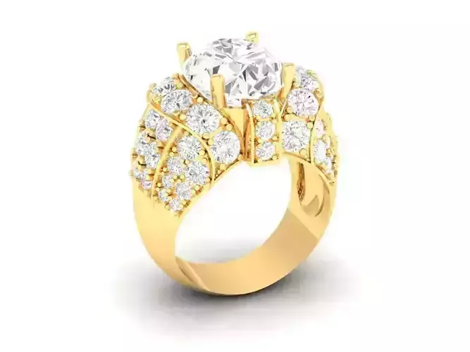 Luxury Oval Diamond Mens Statement Ring with Pave Setting  156