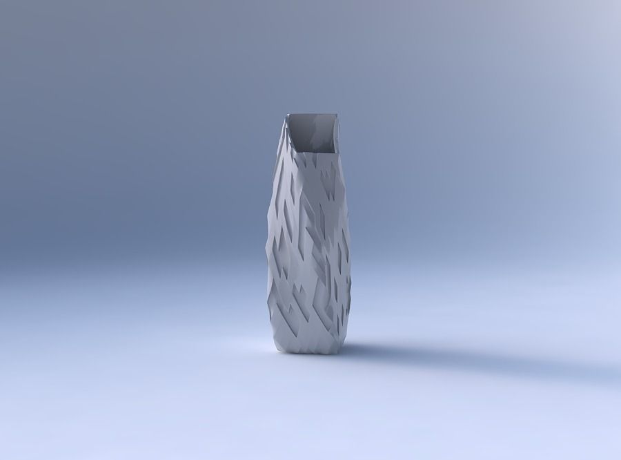 Vase twisted bent rectangle with cavities 3D print model_4